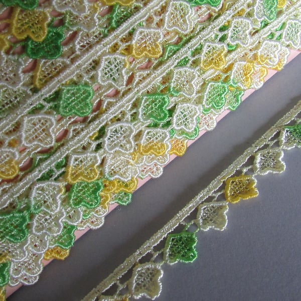 Yellow & Green Ombre Venise Guipure Lace sold by the metre