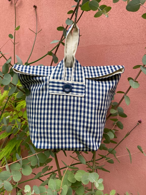 French gingham and canvas pouch bags can easily or storage bag.