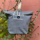 French gingham and canvas pouch bag or storage bag.