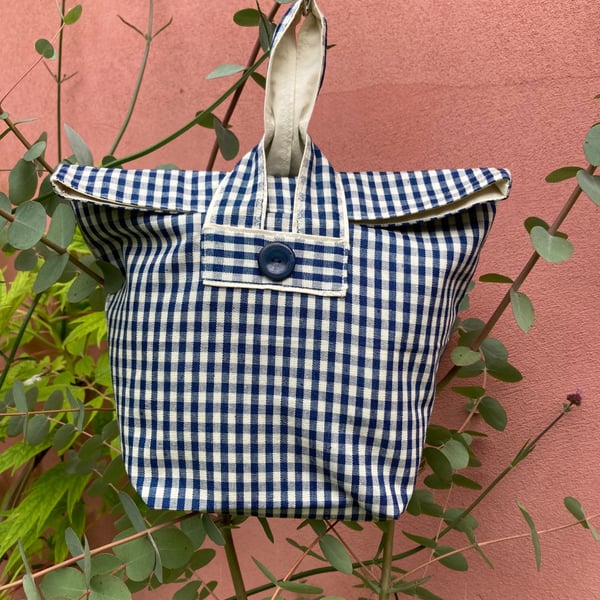French gingham and canvas pouch bags can easily or storage bag.