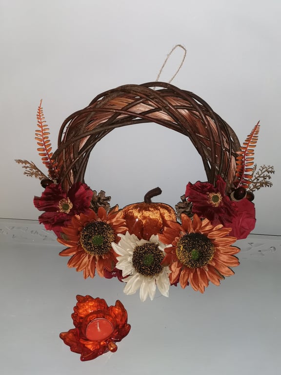 Rhinestone Velvet Pumpkin Wreath 