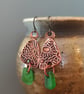 Copper and seaglass earrings, unique earrings, recycled material - Image 1