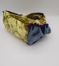 Clutch handbag,  yellow and teal velvet and purple pleated ribbon.   - Image 5