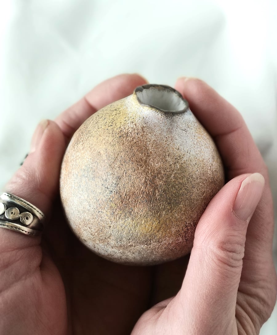 Globe Bud Vase, Solace Vessel, Wabi Sabi Pottery, Minimalist Earthy Home Decor