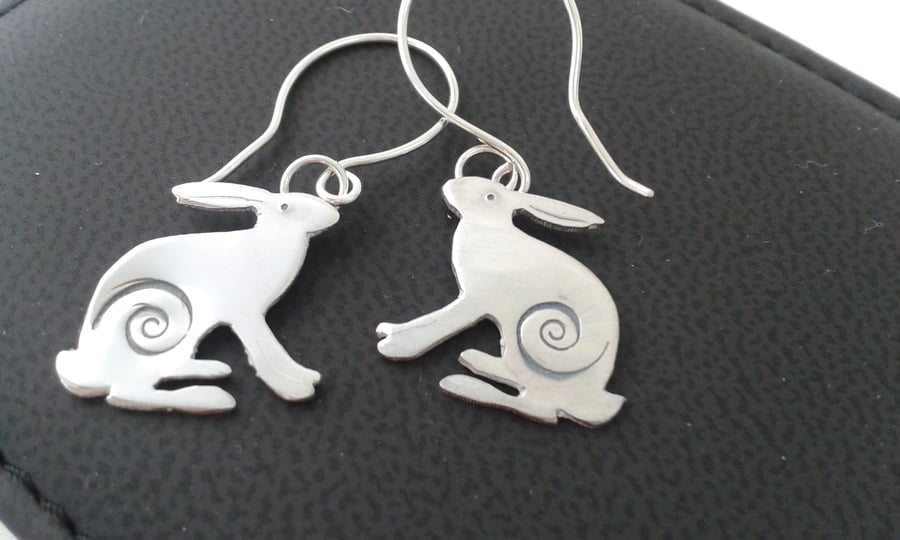 Tiny Silver Hare Earrings