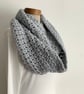 INFINITY SCARF , cowl 'Stroll' .Alpaca blend. Super-soft . Silver grey.  - Image 1