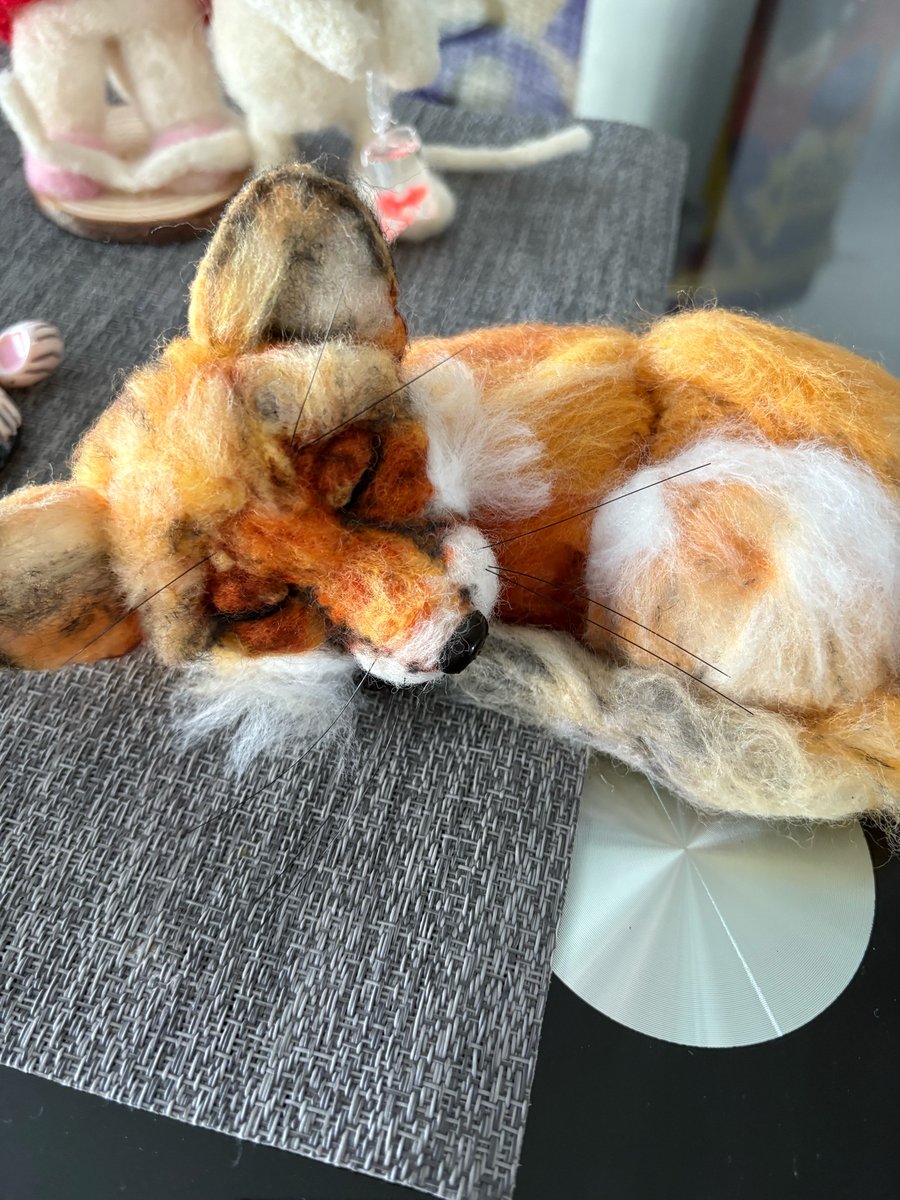 Handmade needle felted sleeping fox all animals can be made to order 