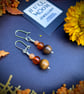 Sterling Silver dangle earrings with Tigers Eye, Red Agate and Peach Aventurine  - Image 1