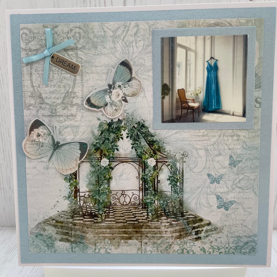 Shades of Blue Card Collection - Pergola and Blue Dress  C - 26