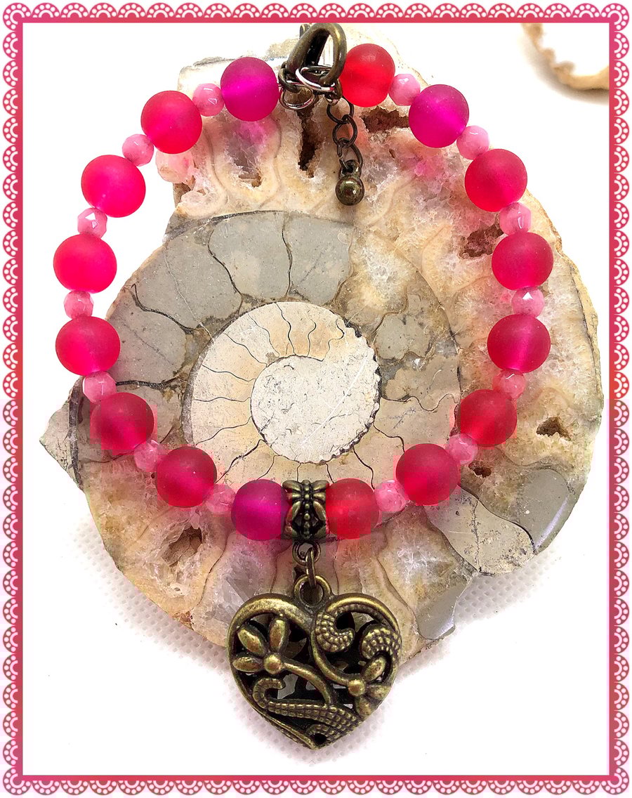 SALE OOAK Bronze Heart bangle style bracelet 