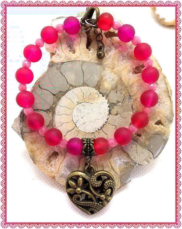 SALE OOAK Bronze Heart bangle style bracelet 