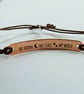 Hammered Copper Bracelet. Hidden Message on Adjustable Waxed Cord  - Image 2