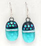 Aqua Blue Spotty Fused Glass Drop Earrings - Image 1