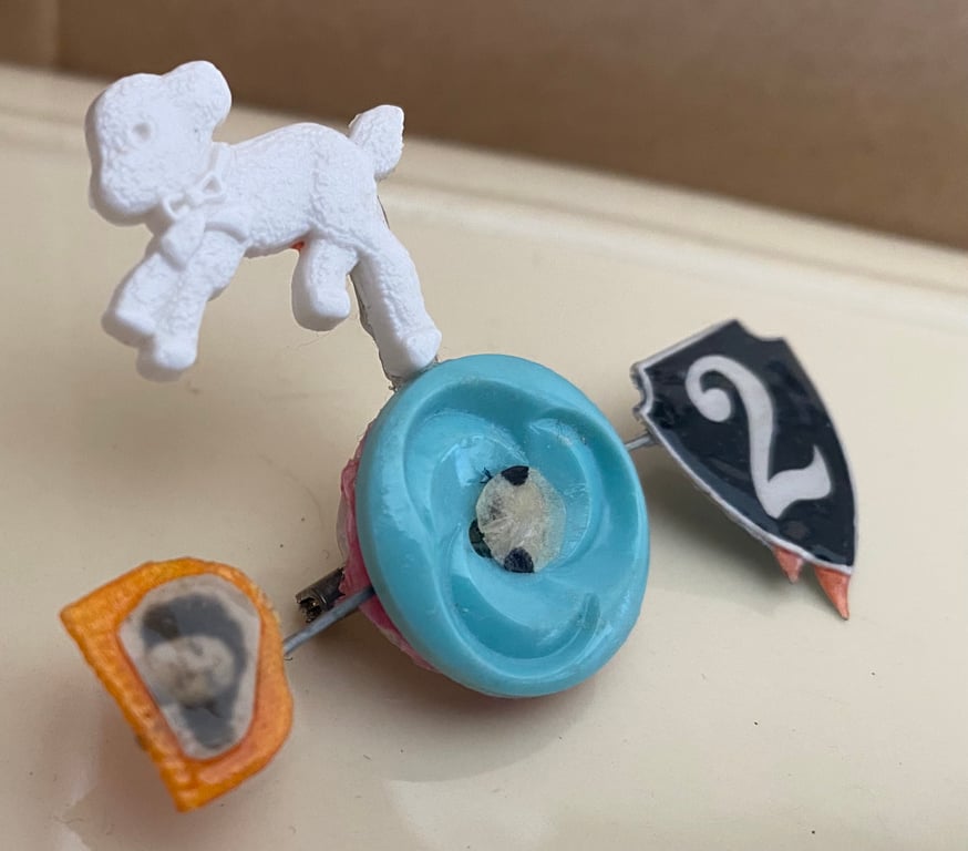 Lamb brooch inspired by vintage lamb illustrations, Silence of the Lambs