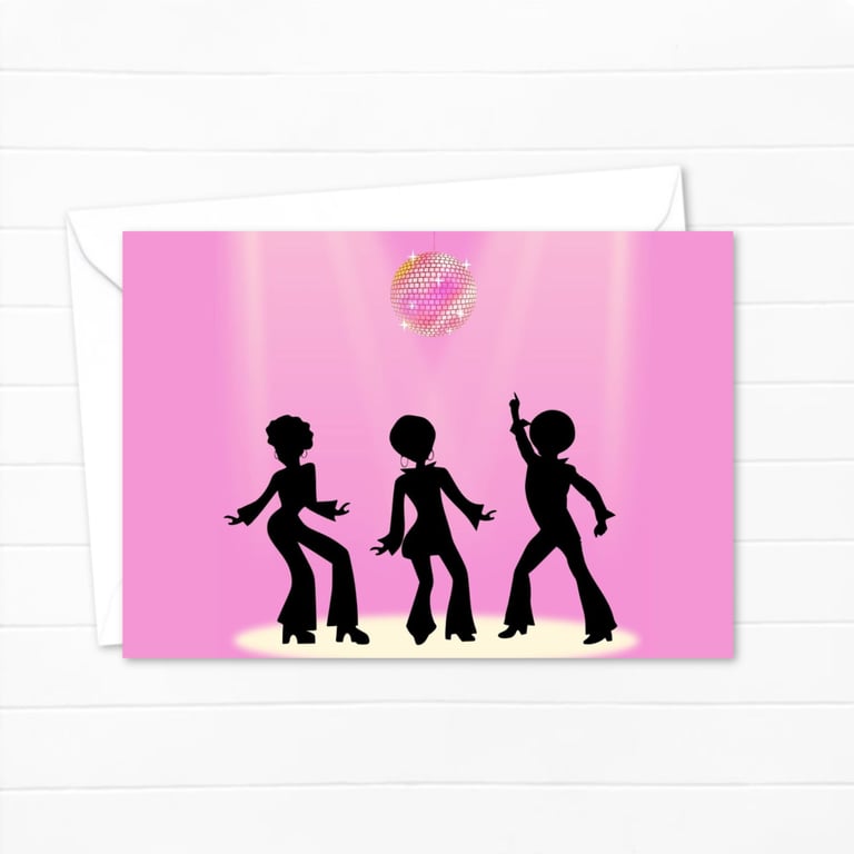 Seventies Disco Greeting Card: Platform Shoes and Glitter Ball (706)
