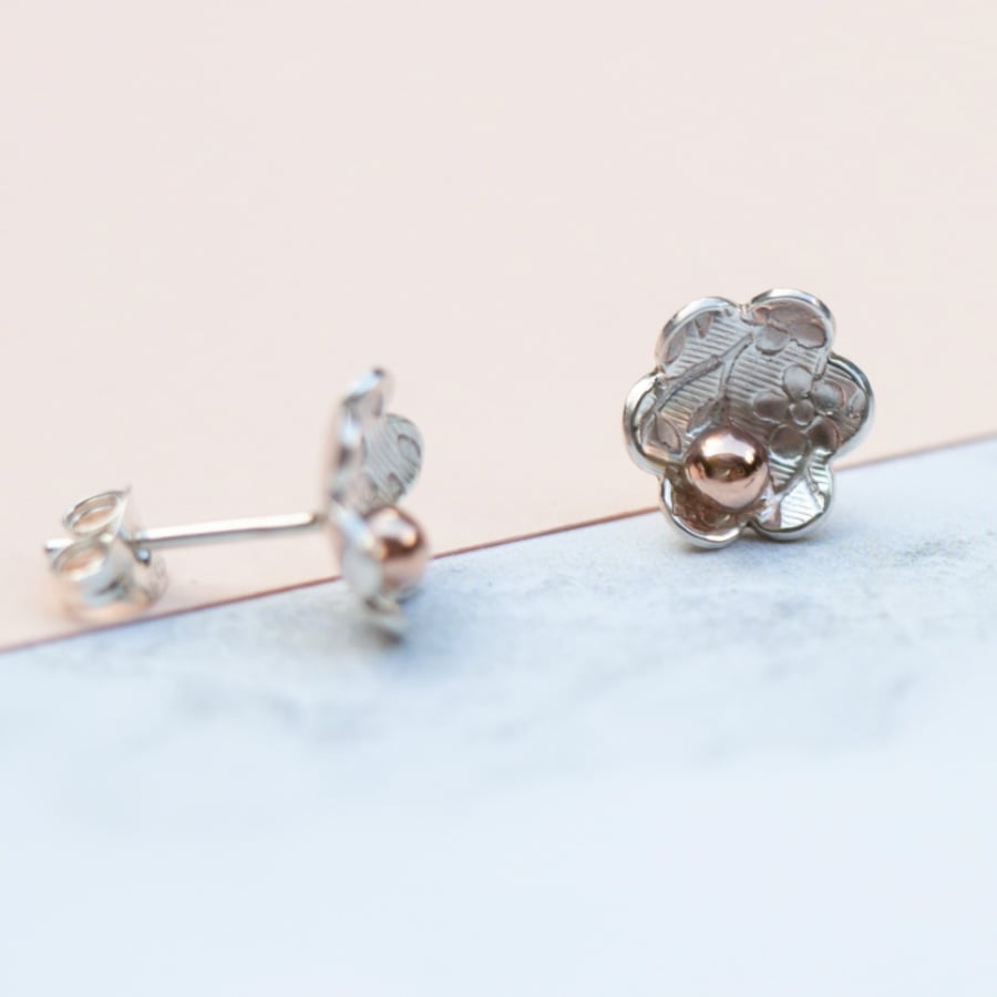 Rose Gold Flower Earrings