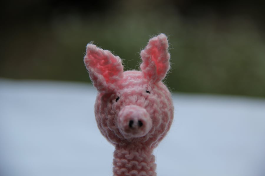 Hand Knitted Piggy Pen Topper