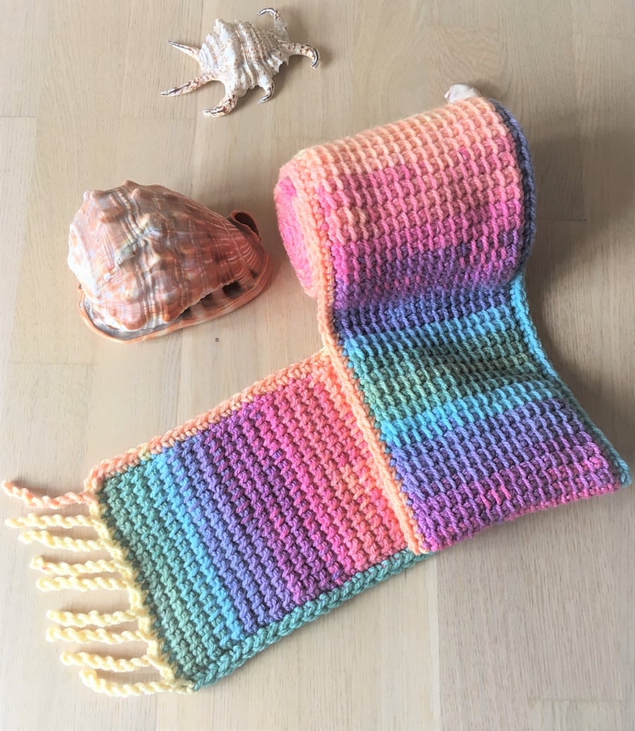 rainbow scarf  adult scarf  student scarf  gift for a friend  Christmas gift 