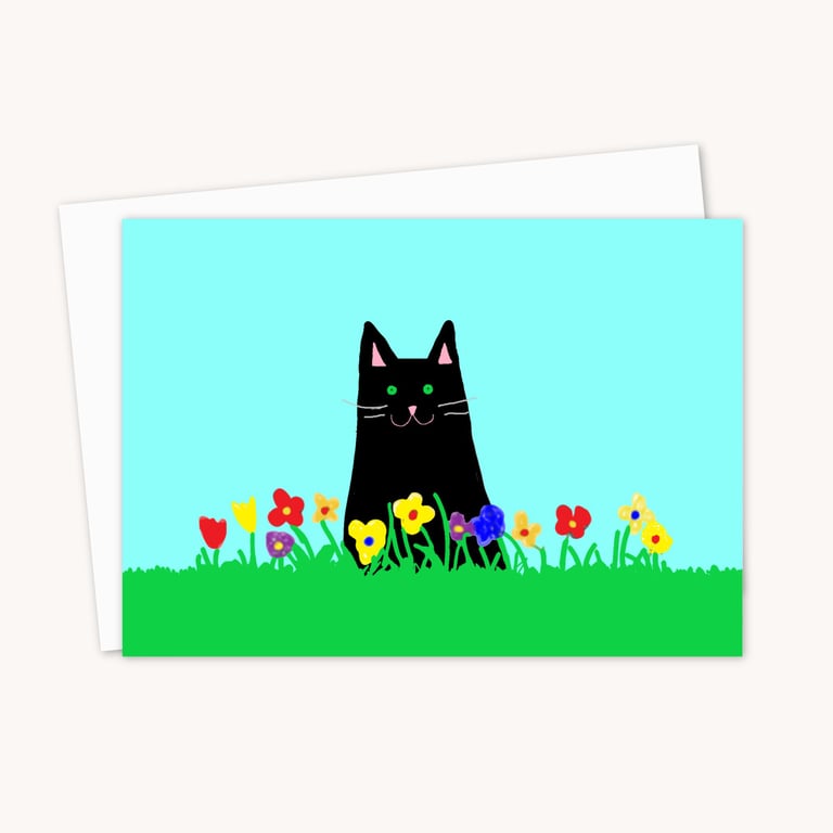 Garden Cat Greetings Card: Cat Lover Birthday Card (117)