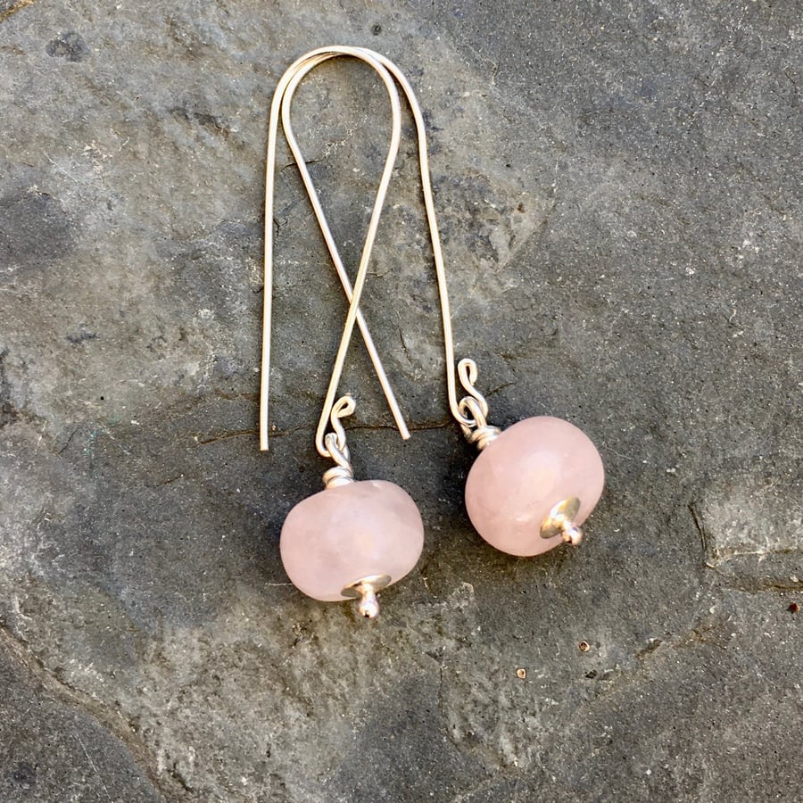 Sterling Silver and Rose Quartz Earrings