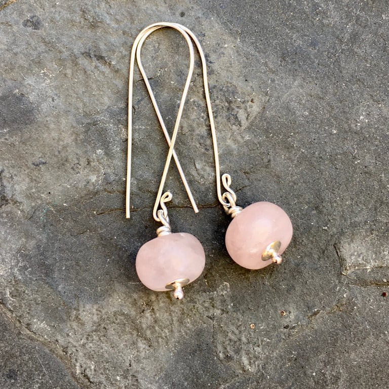 Sterling Silver and Rose Quartz Earrings