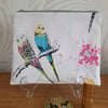 Budgie bird zip pouch cosmetic purse tablet case