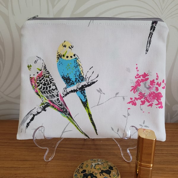 Budgie bird zip pouch cosmetic purse bag organiser 