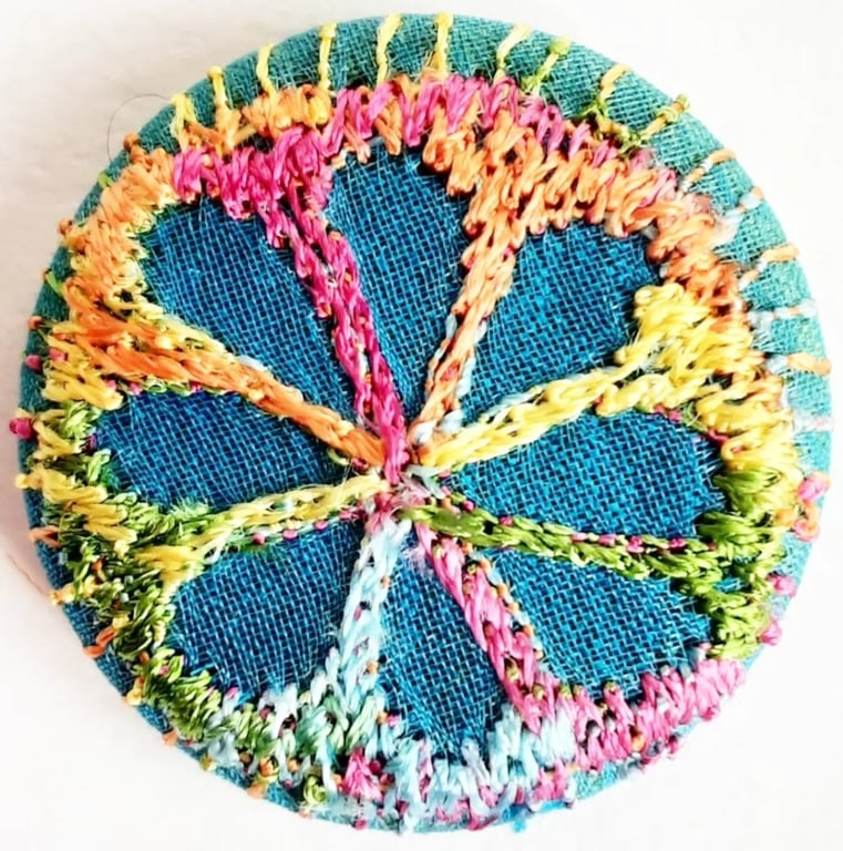 Buttons 1 inch button Hand Dyed Silks and Cottons Free Machine Embroidery Button