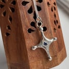 North Star inspired pendant Sterling silver with blue CZ Wax carved Handmade