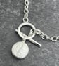 Gold Heart Pebble Fob Necklace, Sterling Silver and gold Fob Necklace, valentine - Image 3