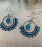 Handmade Blue & Turquoise Beaded Hoop Earrings, boho jewellery , gift for her  - Image 4