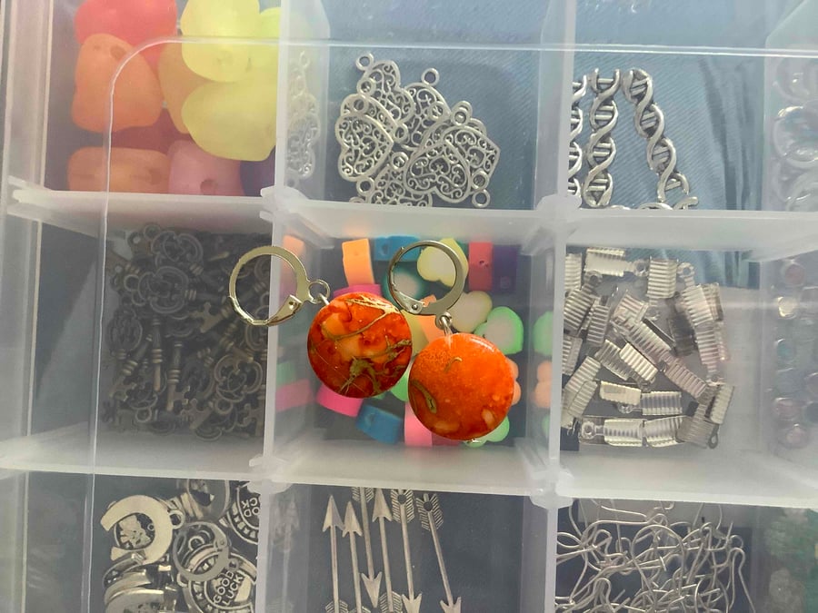 Orange marble earrings 