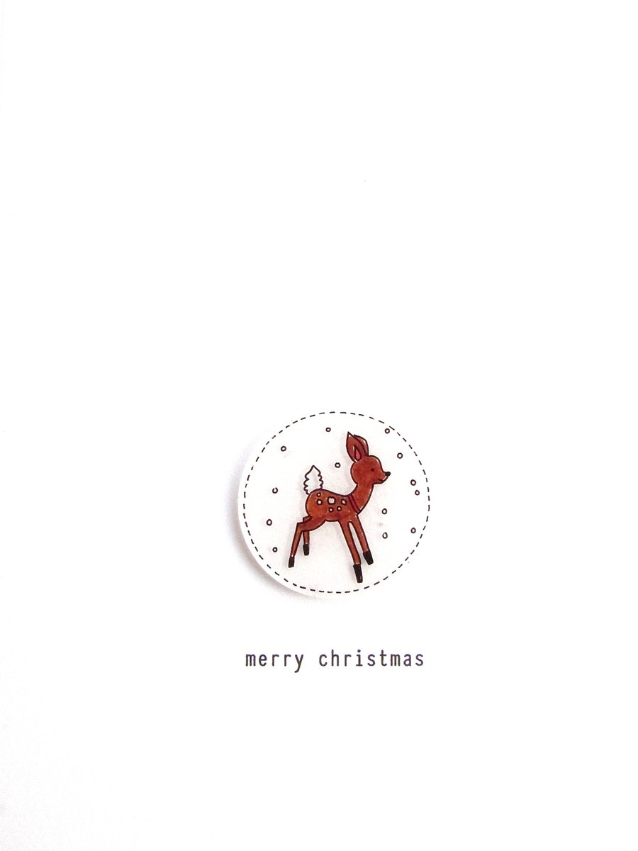 SALE - christmas card - retro deer