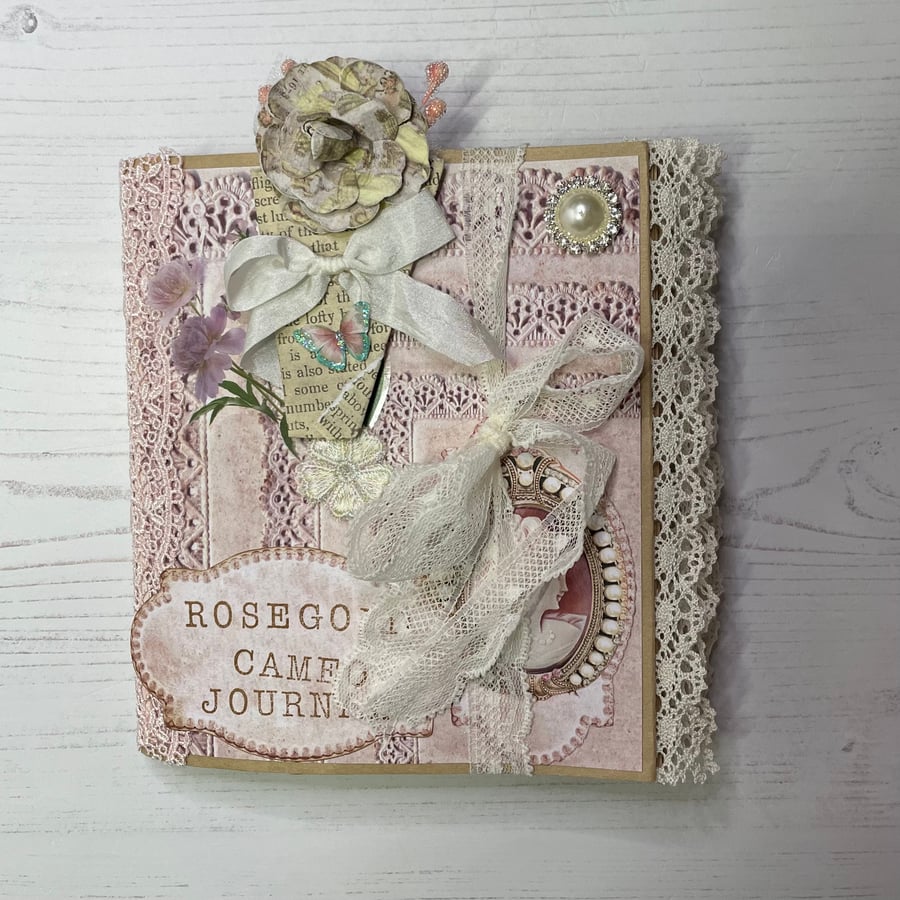 SOLD - Rose Gold Cameo Paper Bag Jornal PB11