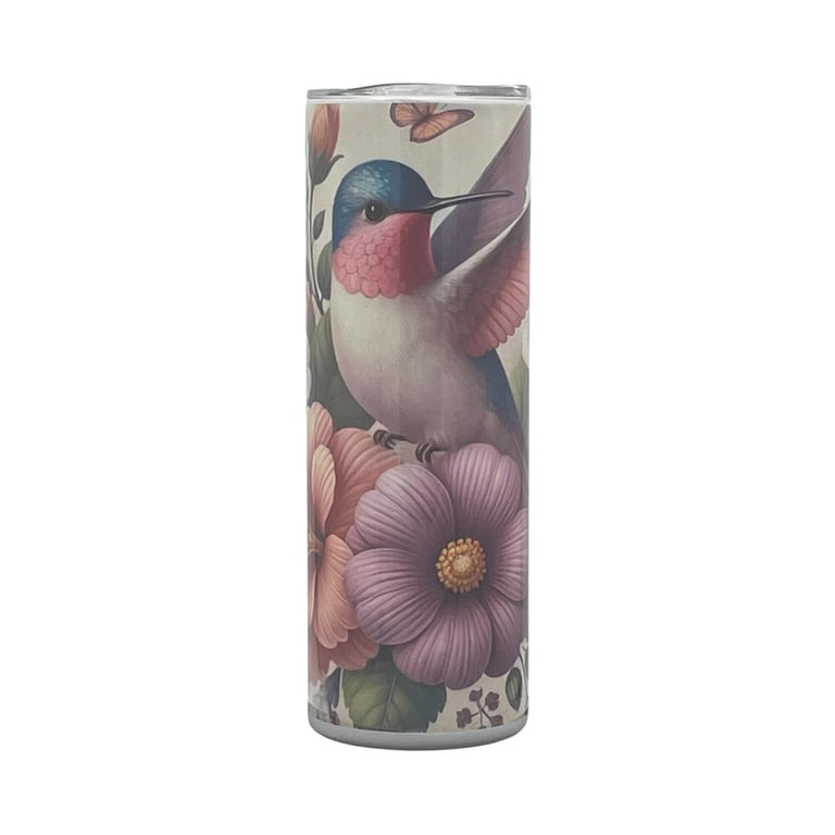 Hummingbird & Flowers Sparkle Tumbler