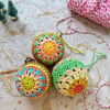  Seconds Sunday Crochet Set of 3 Baubles Christmas Tree Decorations 