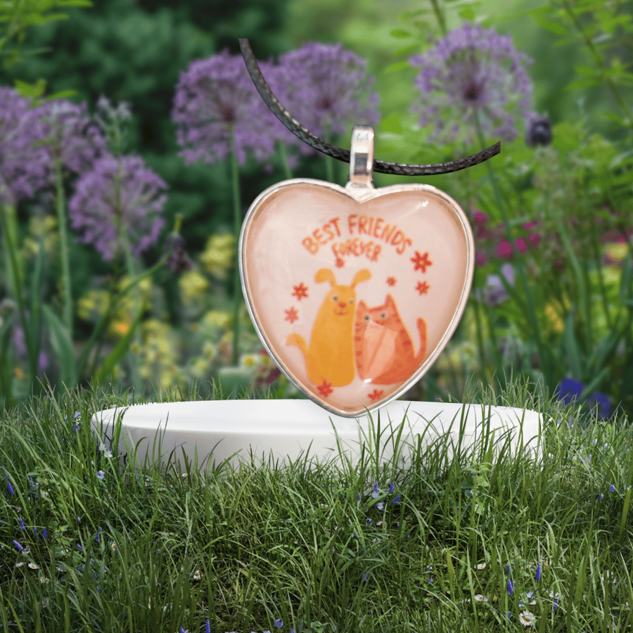 Stocking filler Necklace cat "Best friends forever" 