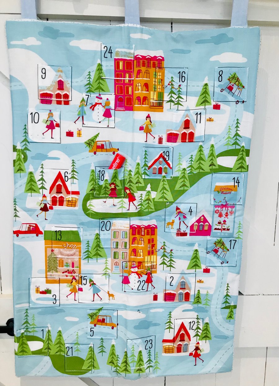 Reusable fabric advent calendar Winter Scene