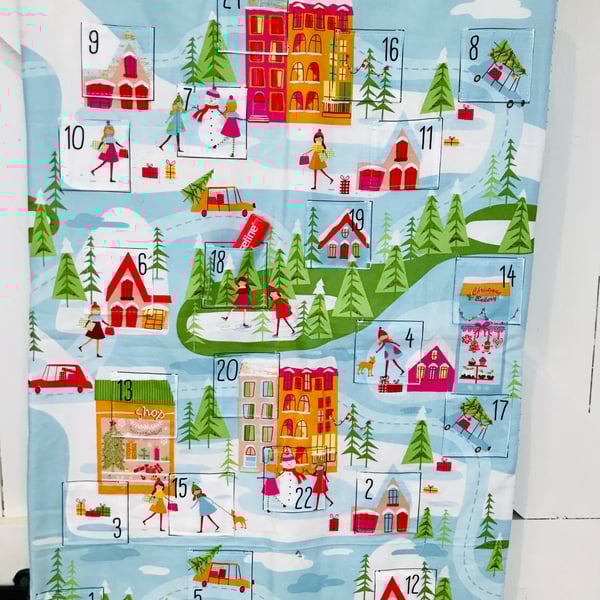Reusable fabric advent calendar Winter Scene