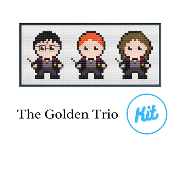 Easy Cross Stitch Kit: HP Magical Characters - Golden Trio - For Beginners