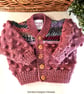 Hand Knitted Bobble Design Merino Wool Baby Cardigan 3-9 months size