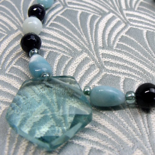 Blue Fluorite Necklace, Blue Gemstone Necklace, Blue Necklace spsA32