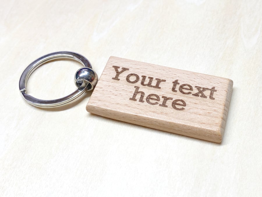 Personalised Natural Wood Keyring 