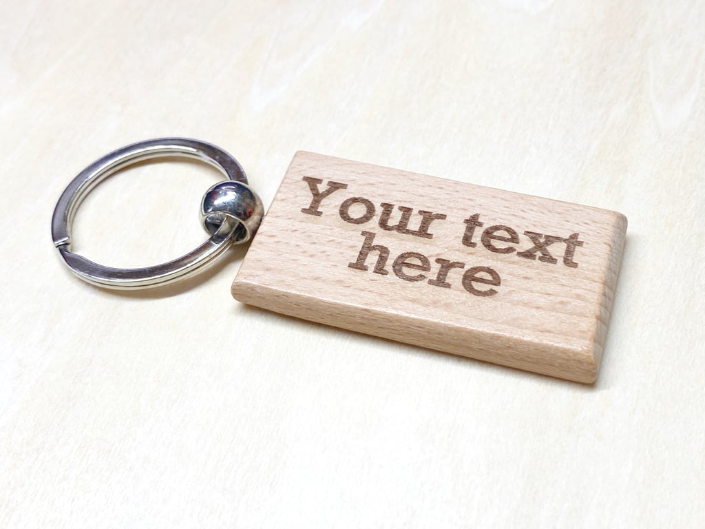 Personalised Natural Wood Keyring 