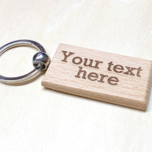 Personalised Natural Wood Keyring 