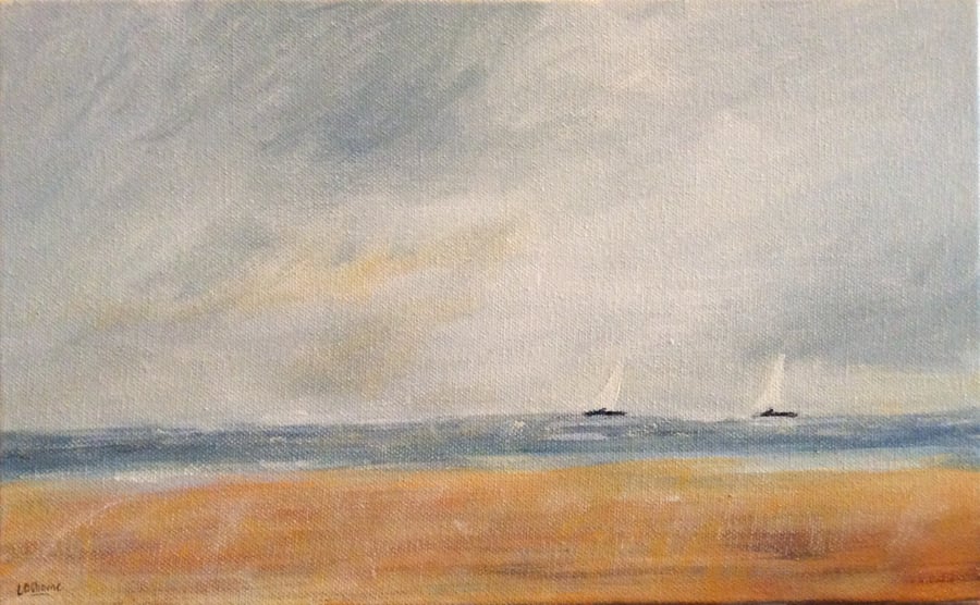 Sailing - acrylic on canvas. Sea. Coast.