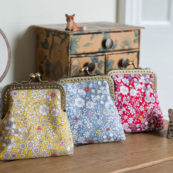 Coin purse made with Liberty cotton in the print: 'June's Meadow' in 3 colours