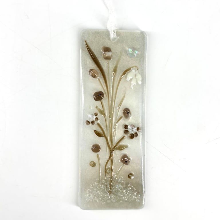 Pretty Glass Light Catcher - Neutral Floral Design 