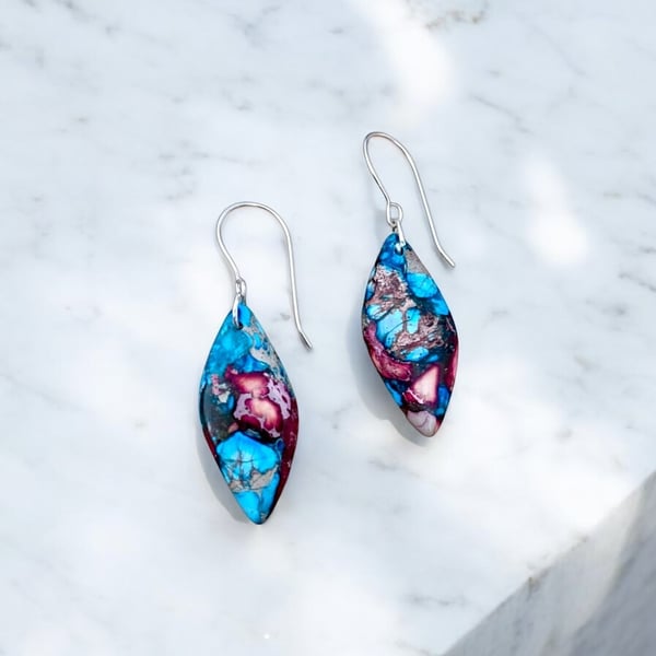 Sterling Silver Imperial Jasper Earrings,  Gift Boxed