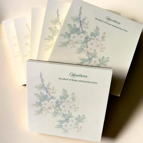 Hawthorn 4x4 Mini Notepad - Botanical Writing Pad - Hedgerow Collection.